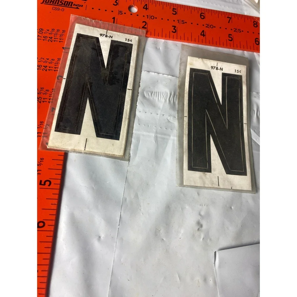 Vintage Meyercord Kwik-Space Letter N Black Self Stick NOS 978-N Sign Decal 2pc